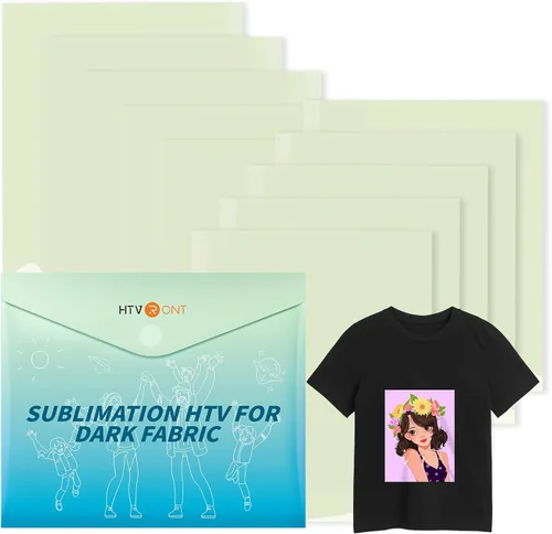 Miniatura 12 de HTVRONT HTV de Sublimación para Tela Oscura/Tela Clara - Paquete de 20 Vinilo de Sublimación Mate - Plantillas de Sublimación para Camisetas