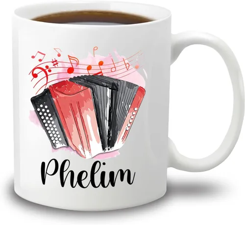 Miniatura 18 de Taza de café blanca con nombre personalizado para reproductor de piano, 11 y 15 onzas, taza de café con instrumento musical de piano, regalos