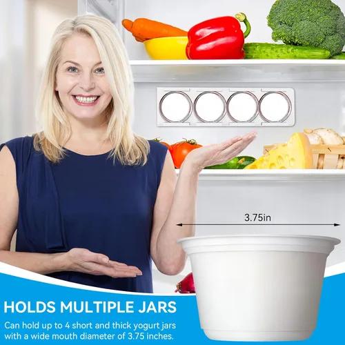 Miniatura 2 de Organizador de yogur para nevera, soporte de yogur para refrigerador, yogur, nevera, deslizador, estante deslizante para 4 yogures de 3.75 pulgadas