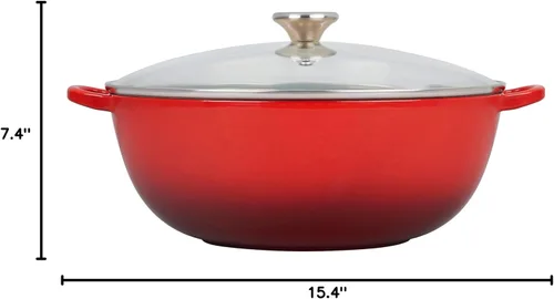 Miniatura 6 de Le Creuset Horno de chef de hierro fundido esmaltado con tapa de vidrio, 7.5 cuartos de galón., Cerise