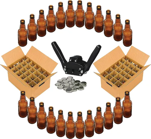 Miniatura 5 de Kit de embotellado de lujo – Craft A Brew Homebrew Bottler Equipment – Home Brewing Easy Embotellado Set – 10 botellas vacías de vidrio ámbar de 12