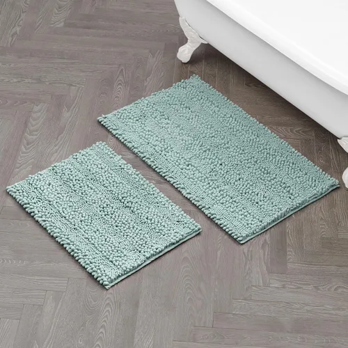 Miniatura 16 de Laura Ashley Tapete de baño de chenilla Astor 100% poliéster Decoración de baño premium Lavable a máquina Respaldo TPR Mide 17 x 24 Aqua