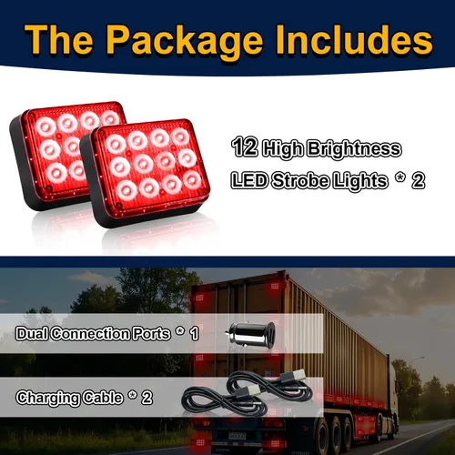 Miniatura 8 de 2 piezas de luces magnéticas para remolque, baliza roja, luces estroboscópicas magnéticas inalámbricas, luces de advertencia de emergencia