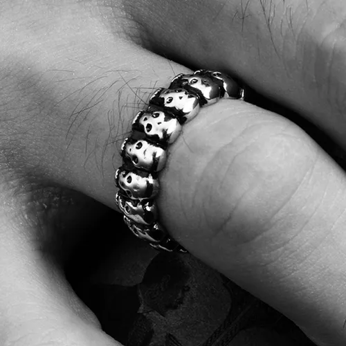 Miniatura 5 de Jude Jewelers Anillo de motociclista gótico de acero inoxidable de 0.236 in