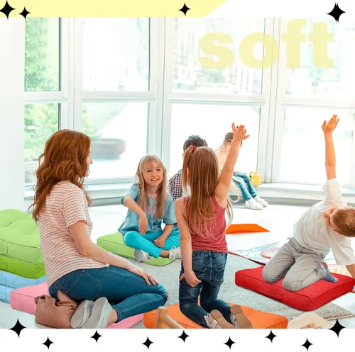 Miniatura 5 de Gerrii 12 cojines de suelo para aula con asas, cojines flexibles para asiento de suelo, almohadas para sillas escolares en casa, escuela, aula