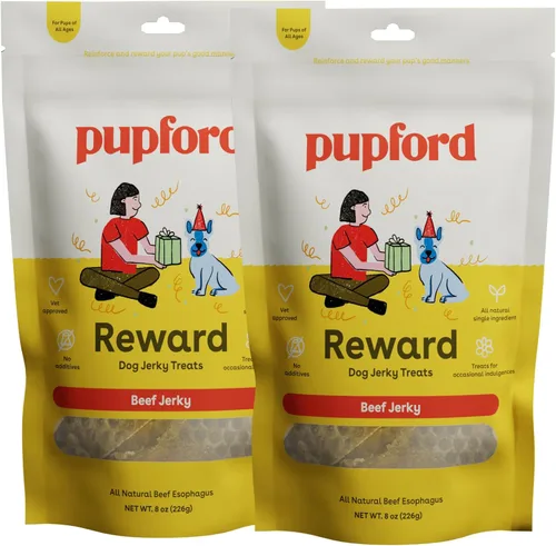 Pupford Golosinas crujientes de carne seca para perros y cachorros, hechas en Estados Unidos, un solo ingrediente, sin rellenos (carne de res, 8