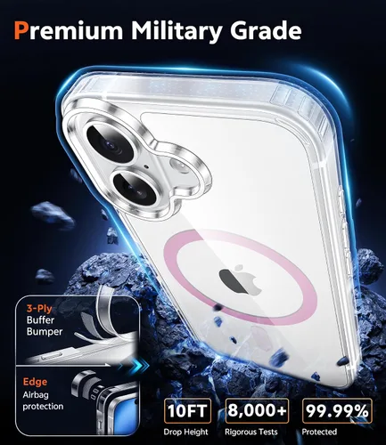 Miniatura 1399 de FNTCASE Funda para iPhone 13 Pro-Max: Fundas magnéticas transparentes compatibles con Magsafe Slim anti amarillamiento protección contra caídas