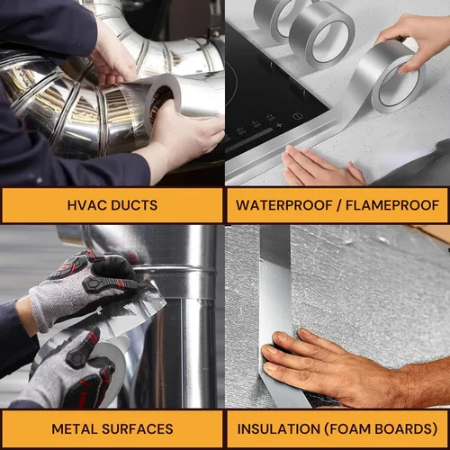 Miniatura 5 de Paquete de 2 Cintas de Papel de Aluminio Buck – 2 pulgadas x 216 pies (72 yardas), 3.6 mil – Cinta HVAC para conductos, aire acondicionado