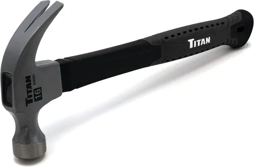 Titan 63020 Martillo de garra de 16 onzas, cabeza de acero forjado, mango de fibra de vidrio absorbente de impactos de 13 pulgadas con agarre