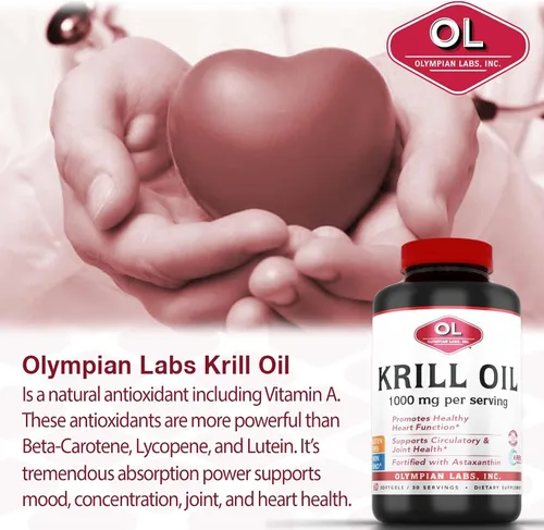 Miniatura 4 de Olympian Labs Aceite de krill antártico, cápsulas de 1000 mg con astaxantina, omega-3, EPA, DHA, inmune, apoyo articular y cerebral, 60 cápsulas