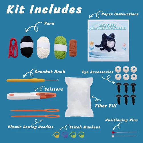 Miniatura 2 de EOKPHULL Kit de ganchillo para principiantes, kit de tejido de ganchillo fácil para adultos con tutoriales en video paso a paso e instrucciones