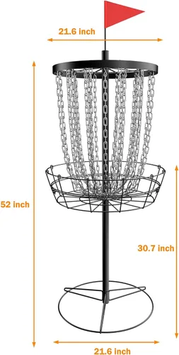 Miniatura 3 de NQV PRO - Cesta de golf con disco portátil, con 24 cadenas, apta para jugadores de todos los niveles, color negro