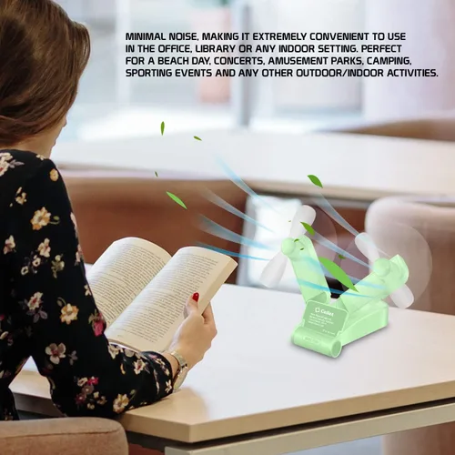 Miniatura 2 de Cellet Mini ventiladores portátiles plegables de mano de dos velocidades de refrigeración por aire USB recargable (verde)