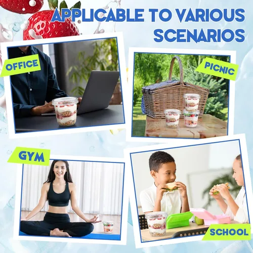 Miniatura 6 de Jingmore Paquete de 25 vasos de plástico transparente para yogur y parfait de 9.5 onzas, recipientes desechables para avena durante la noche