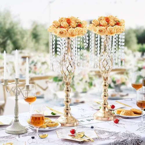 Miniatura 8 de VEVOR Centro de Mesa de Boda de Metal Dorado, Candelabro, 20 Piezas 58cm/22.83