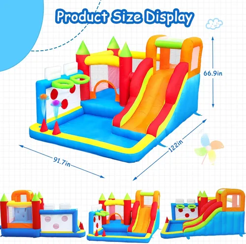 Miniatura 2 de Casa de rebote para niños con pozo de bolas y 7 zonas de juego, inflable para niños pequeños para uso en interiores y exteriores, cuenta
