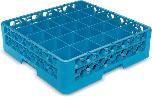 Miniatura 14 de Carlisle FoodService Products RG25-414 OptiClean - Estante de vidrio con 25 compartimentos con 4 extensores, compartimentos de 3-1/2 pulgadas, azul