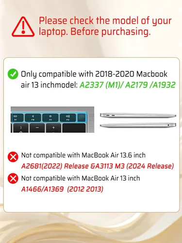 Miniatura 3 de Seorsok Funda compatible con MacBook Air de 13 pulgadas 2022-2018 versión A1932 A2179 M1 A2337 Touch ID, elegante funda rígida de plástico de cuero