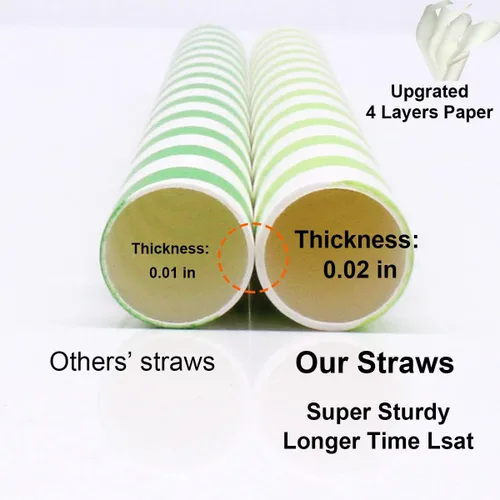 Miniatura 3 de Smoothies Pajitas desechables de papel de 0.354 in 0.35 pulgadas de ancho para batidos gruesos, jugo, maltas granizadas, bebidas congeladas jumbo
