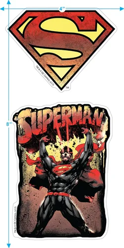 Miniatura 4 de Popfunk Camiseta y pegatinas clásicas de Superman con logotipo desgastado S Shield negro