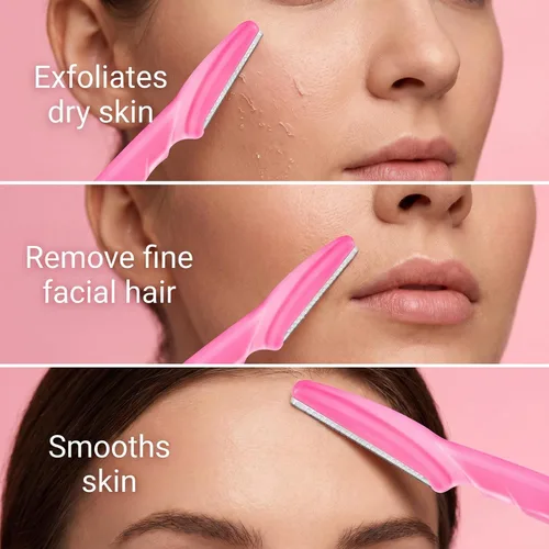 Miniatura 6 de 21 piezas de rastrillo para cejas multiusos, rastrillo facial, recortador de cejas, herramienta exfoliante, dermaplaning, afeitadora facial