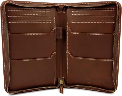 Miniatura 6 de Cartera de viaje y soporte para pasaporte, material de grano dividido marrón