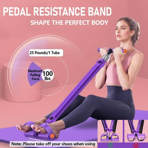 Miniatura 7 de 2026 Upgrade Foot Pedal Resistance Band, Adjustable 4-Tube Pedal Ankle Puller Resistance Band with Handle, Multifunction Home Gym Equipment, Stirrup