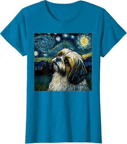 Miniatura 96 de Camiseta Surrealism Starry Night Shih Tzu Dog