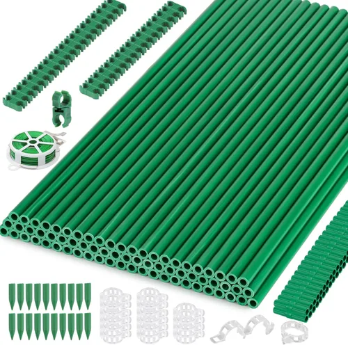 Miniatura 9 de Cludoo Juego de 94 estacas de jardín con 30 juegos de estacas de fibra de vidrio, soportes y accesorios, estacas de tomate de 4 pies, 5 pies, 6