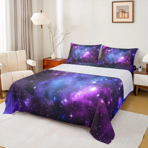 Miniatura 32 de Erosebridal Juego de sábanas tamaño individual de cola de sirena para niños, decoración de habitación de sirena, sábana bajera ajustable