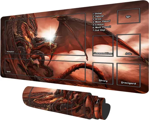 Miniatura 10 de TCG - Tapete de juego con zonas de 23.6 x 13.7 pulgadas, juego de mesa Dragon MTG, juego de cartas coleccionables para TCG MTG Playmat diseños