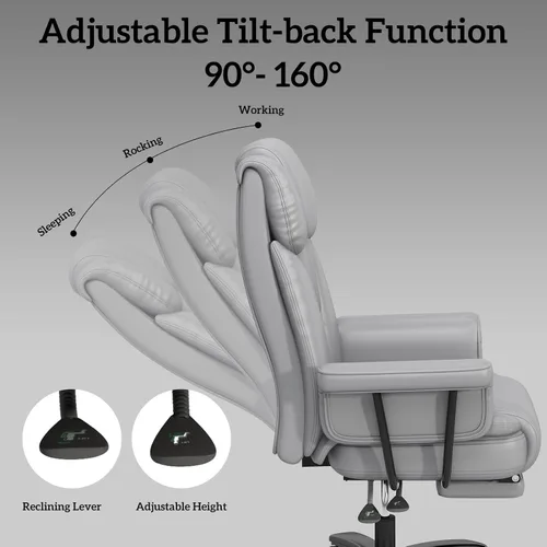 Miniatura 4 de GYI Silla Criss Cross con Ruedas, Silla de Escritorio de Oficina Reclinable Grande y Alta de 160° con Respaldo Alto, Asiento Ancho, Brazos