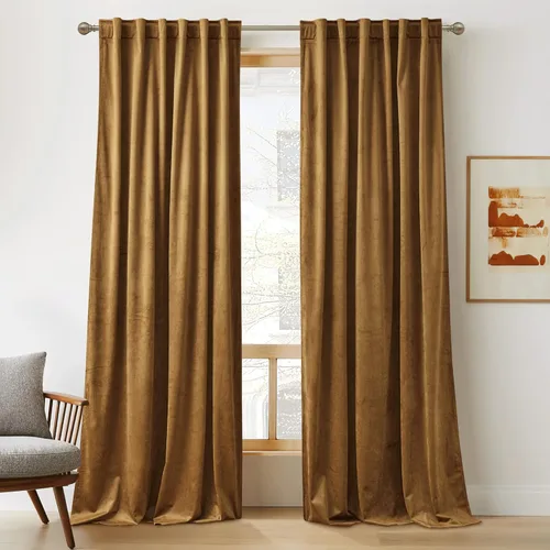 Miniatura 23 de RYB HOME - Cortinas de terciopelo beige, cortinas decorativas resistentes con pestaña trasera, cubierta de privacidad para oscurecer habitación
