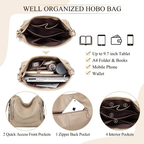 Miniatura 4 de Kasqo - Bolsas de piel grandes para mujer, con correa desmontable