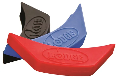 Miniatura 6 de Lodge Olla de hierro fundido doble horno holandés de hierro fundido, 5 cuartos de galón y soporte de mango de silicona ASAHH41, rojo