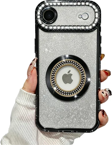 Miniatura 21 de Losin Funda magnética compatible con iPhone 15 Pro Max con purpurina compatible con MagSafe Funda de lujo con diamantes de imitación con logotipo