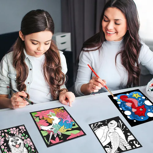 Miniatura 6 de HOTPLACY 48 Piezas Pósteres de Terciopelo Difuso para Colorear Pósteres Difusos de Animales para Colorear para Adultos Adolescentes Póster Grande