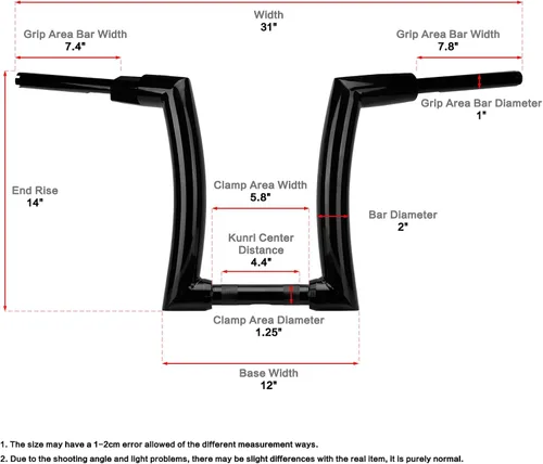 Miniatura 3 de LKV Perchas Ape de 14 pulgadas con barra de grasa de 1-1/4 pulgadas, abrazadera de 1.25 pulgadas, manillar compatible con Harley Dyna Softail