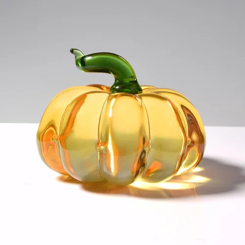 Miniatura 7 de Figura de calabaza de cristal soplado a mano de 3 pulgadas, pisapapeles de calabaza de cristal marrón grande, calabazas de Acción de Gracias