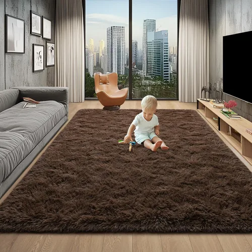 Miniatura 24 de Foxmas - Alfombra para centro de habitación, esponjosa y ultrasuave, para dormitorio, habitación de los niños, habitación del bebé, afelpada, Azul