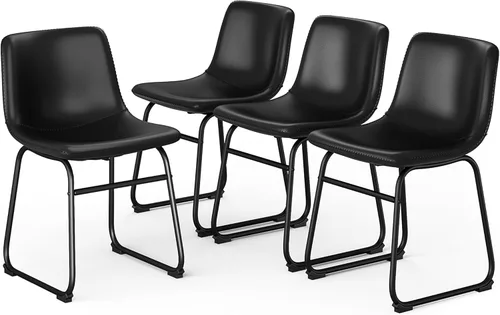 Miniatura 37 de YaFiti - Juego de 2 sillas de comedor de 18 pulgadas, sillas modernas tapizadas para comedor con cojines de piel sintética y patas de metal, silla