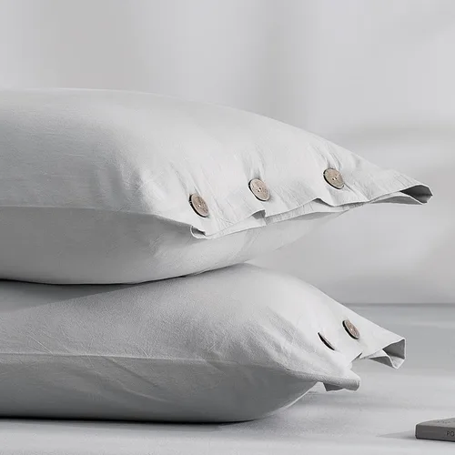 Miniatura 13 de JELLYMONI Juego de 2 fundas de almohada de algodón tamaño King de 20 x 36 pulgadas, color blanco crema, 100% algodón lavado, suave y transpirable