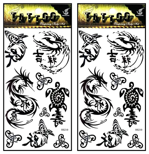 Miniatura 10 de Tatuajes 2 hojas de tatuaje temporal 3D negro mariposa líneas discontinuas para mujeres hombres espalda baja hombro cuello brazo tatuaje etiqueta