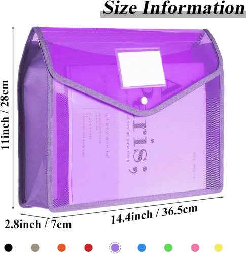 Miniatura 2 de Carpetas de plástico para archivos, 10 unidades, sobres expandibles, organizador de documentos con cierre a presión y bolsillo B4, bolsa Multi