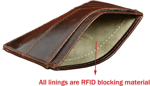 Miniatura 4 de Le'aokuu RFID Real Leather Minimalist Slim Wallet Front Pocket Credit Card Case