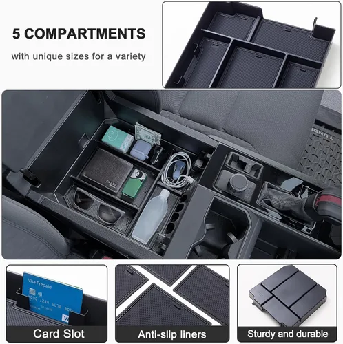 Miniatura 2 de TOPINSTALL 2026 Organizador de consola de tamaño completo Compatible con 2022-2026 Toyota Tundra/Sequoia 2023-2026, caja de almacenamiento