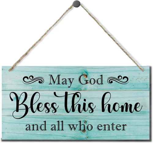 Miniatura 15 de Letrero decorativo de madera con texto en inglés «May God Bless This Home» («May God Bless This Home»)