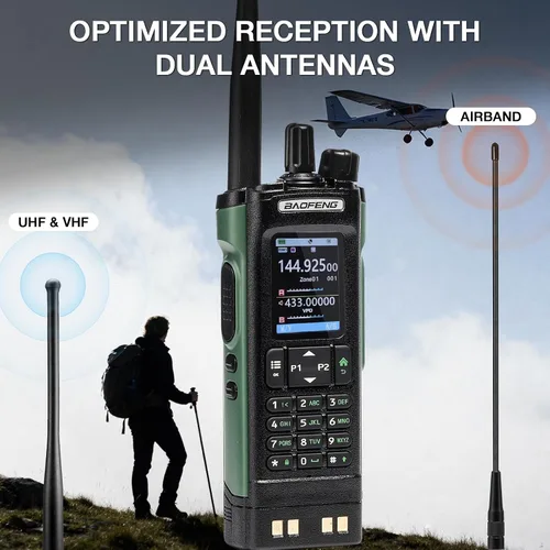 Miniatura 2 de BAOFENG UV-32 Radio de Radioaficionado Portátil de 10W, Radio Bidireccional de Largo Alcance Multibanda con GPS, Chirp y Aplicación Inalámbrica
