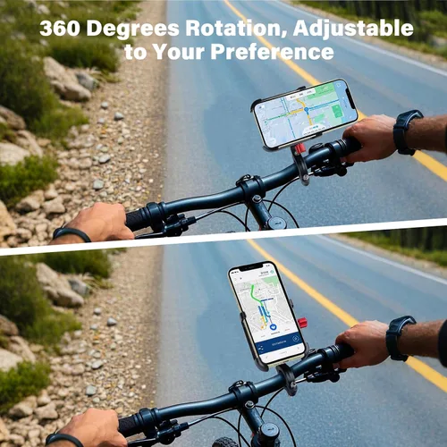 Miniatura 5 de Ralos Soporte de teléfono para bicicleta, soporte de aluminio para teléfono celular, abrazadera de teléfono celular para manillar de bicicleta