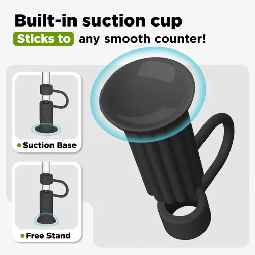 Miniatura 4 de 6 piezas de tapas con base de succión para pajitas, 0.4in/10mm, topper para pajitas para vaso Stanley 30/40 oz, negro